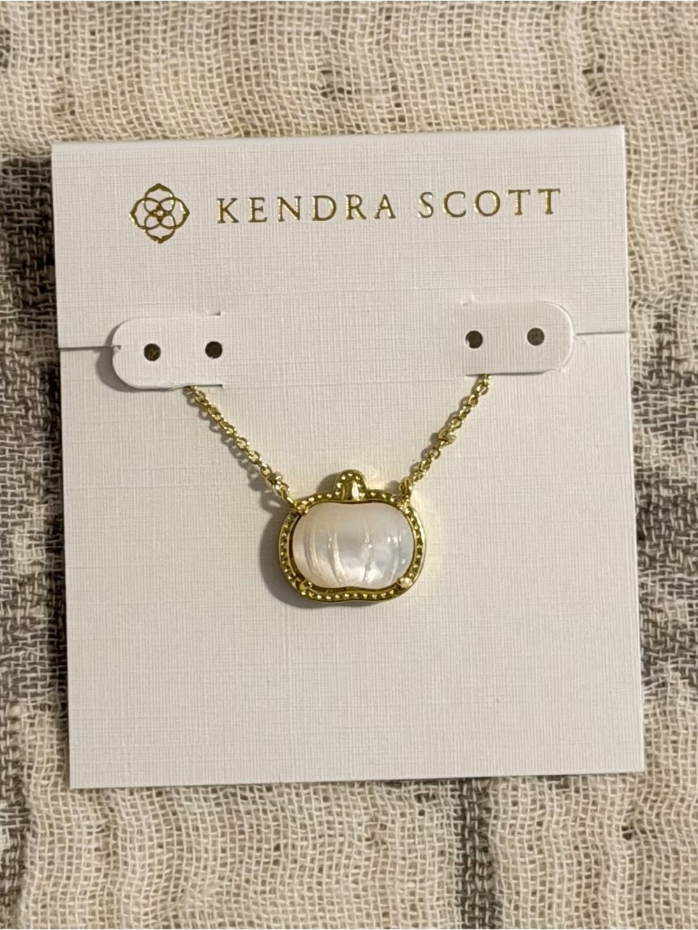 Kendra Scott Gold & White Mother-of-Pearl Pumpkin Necklace